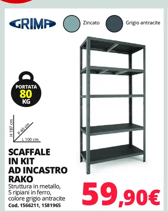 Scaffale in kit ad incastro Rako