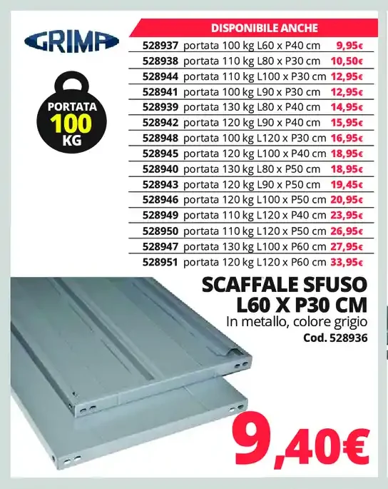 Scaffale sfuso L60 x P30 cm