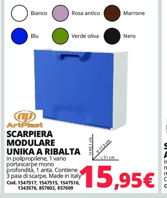 Scarpiera modulare Unika ribalta