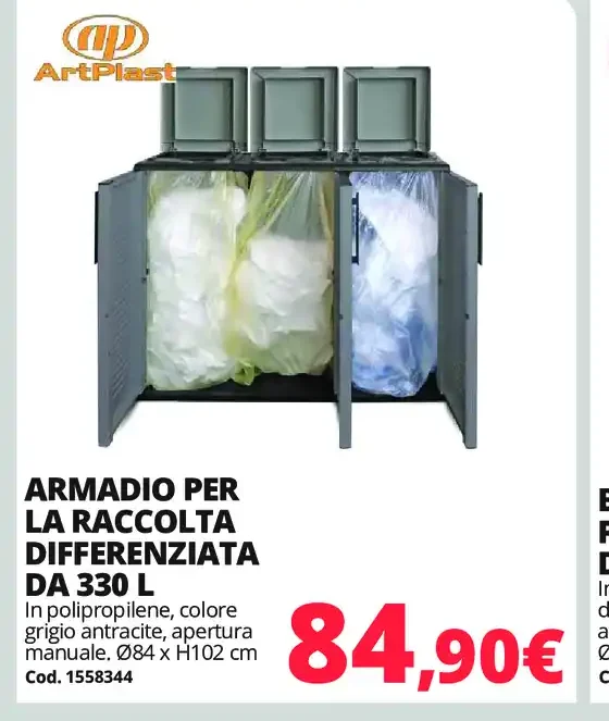 Armadio per la raccolta differenziata da 330 L