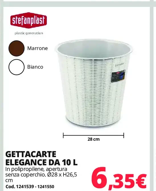 Gettacarte elegante da 10 L
