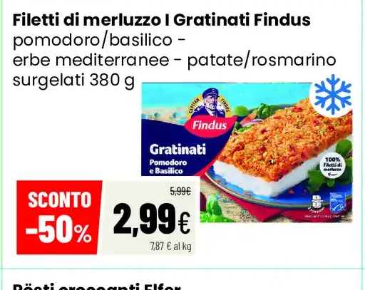 Filetti di merluzzo gratinati Findus