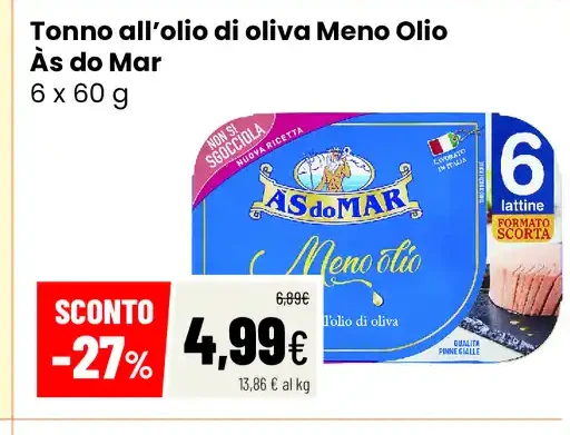Tonno all'olio di oliva Meno Olio Às do Mar