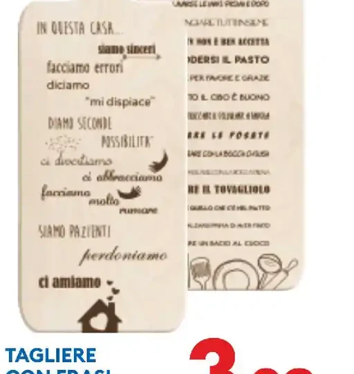 Tagliere con frasi