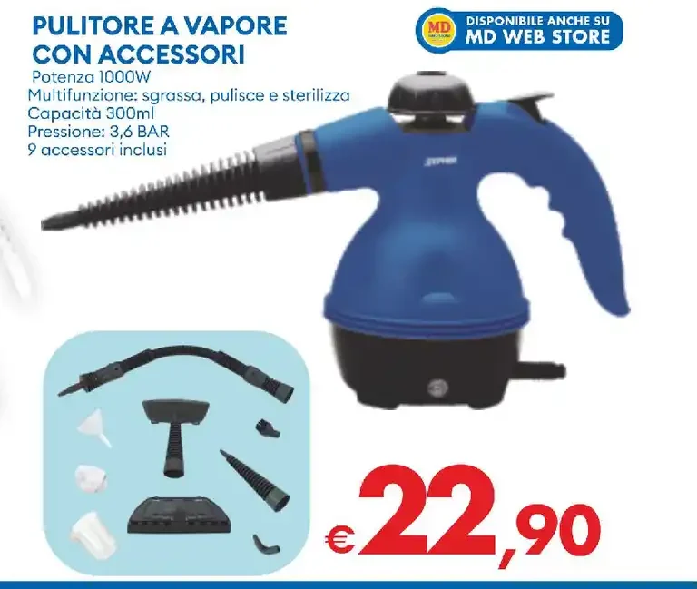 Pulitore a vapore con accessori