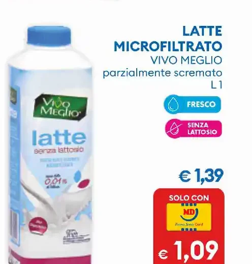 Latte microfiltrato parzialmente scremato Vivo Meglio