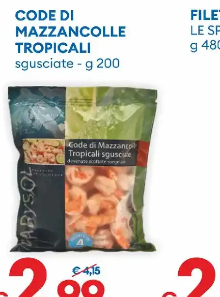 Code di mazzancolle tropicali sgusciate