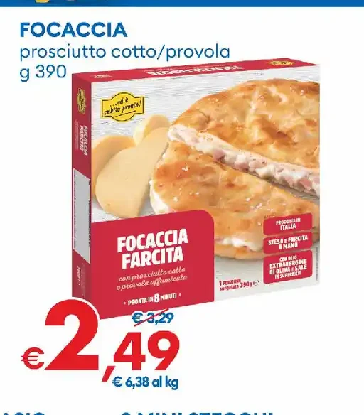Focaccia farcita prosciutto cotto e provola