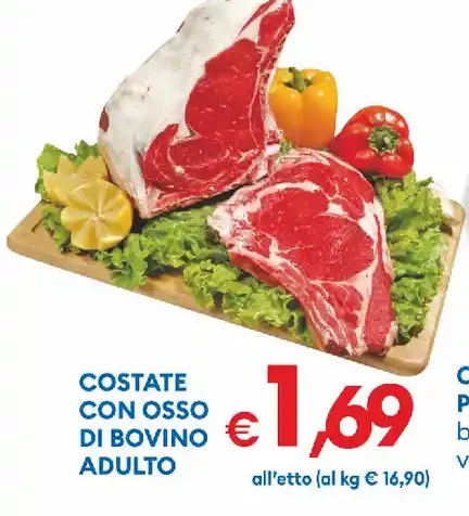 Costate con osso di bovino adulto