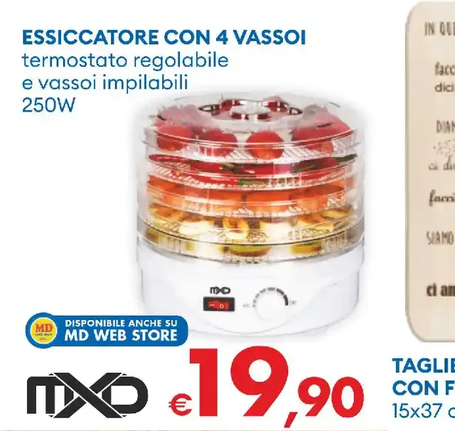 Essiccatore con 4 vassoi