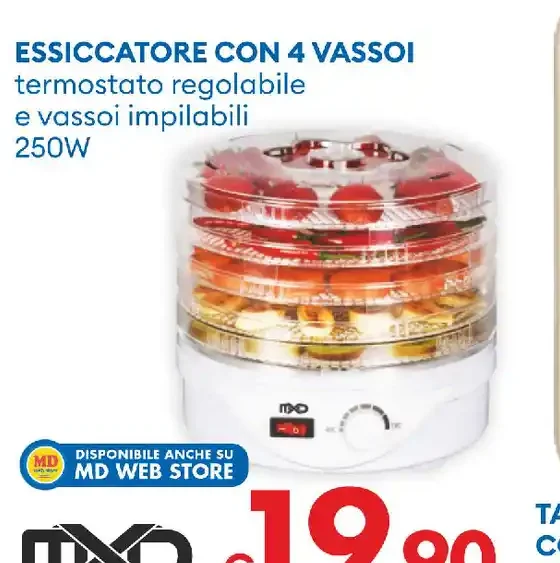 Essiccatore con 4 vassoi