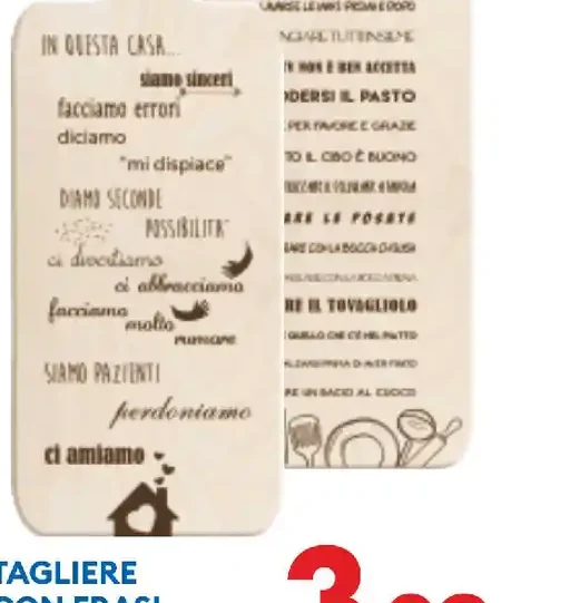 Tagliere con frasi