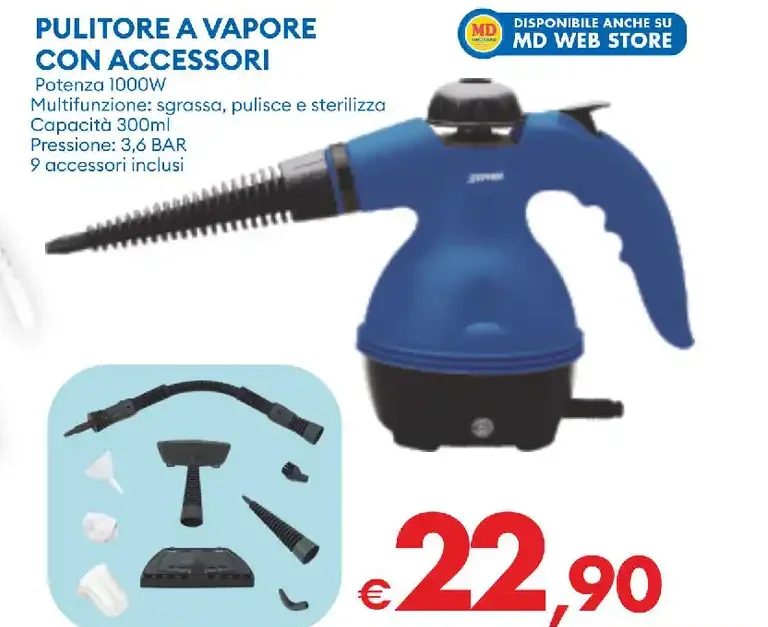 Pulitore a vapore con accessori