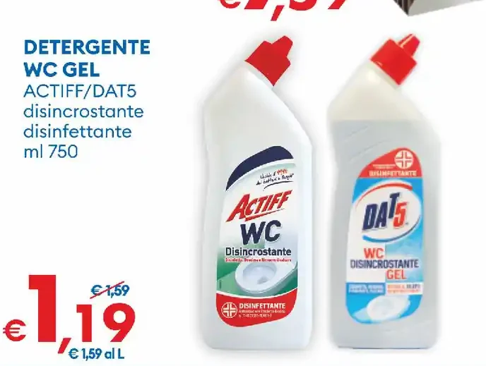 Detergente WC gel Actif/DAT5 disincrostante disinfettante
