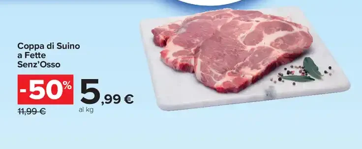 Coppa di suino a fette senz'osso