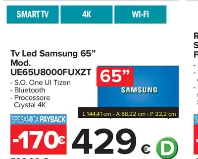TV LED Samsung 65” UE65U8000FUXZT