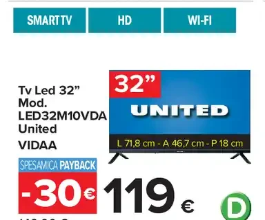 TV LED 32” United LED32M10VDA