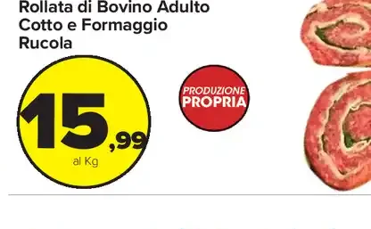 Rollata di bovino adulto cotto e formaggio rucola