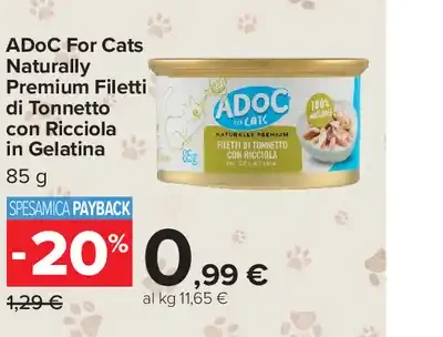 Alimento per Gatti ADoC For Cats Natural Premium Filetti di Tonnetto