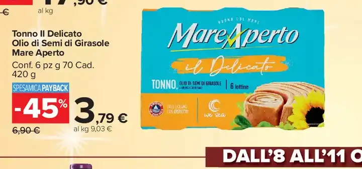 Tonno Il Delicato olio di semi di girasole Mare Aperto