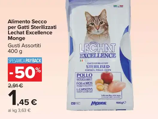 Alimento secco per gatti sterilizzati Lechat Excellence Monge