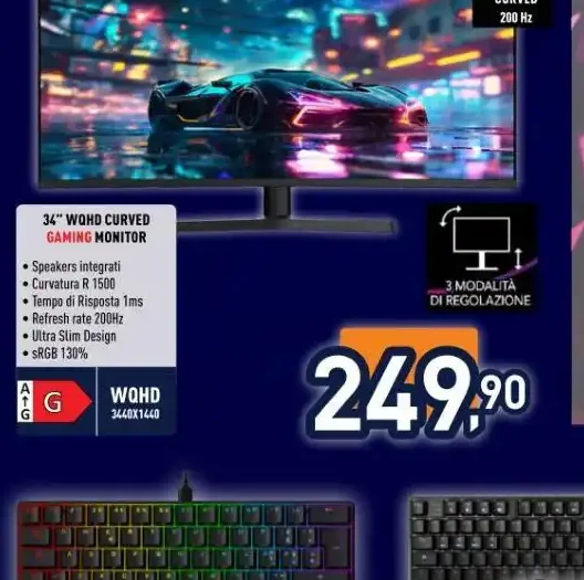 ioplee Gaming Monitor 34 WQHD Curved