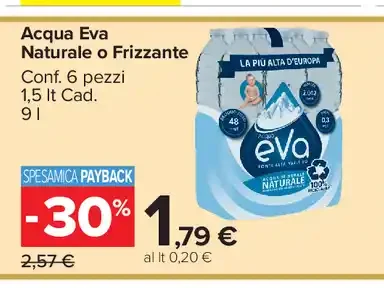 Acqua Eva Naturale o Frizzante