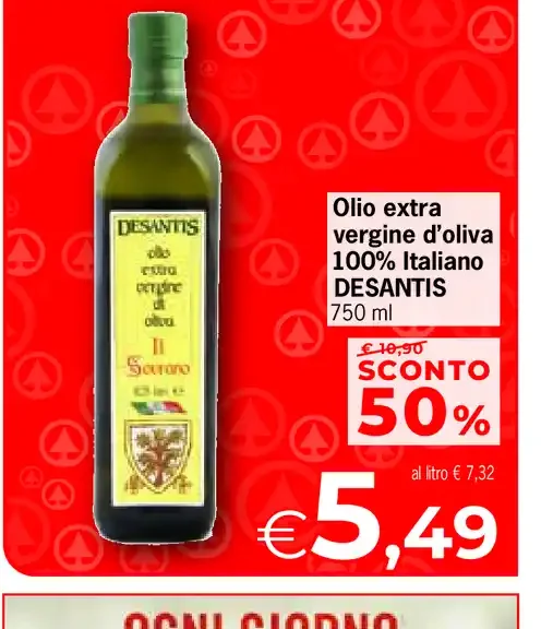 Olio extra vergine d'oliva 100% italiano