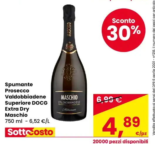 Spumante Prosecco Valdobbiadene Superiore DOCG Extra Dry Maschio