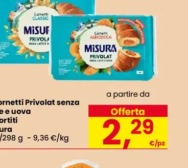 6 Cornetti Privolat senza latte e uova assortiti