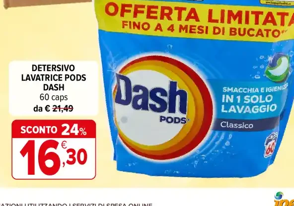 Detersivo lavatrice pods Dash