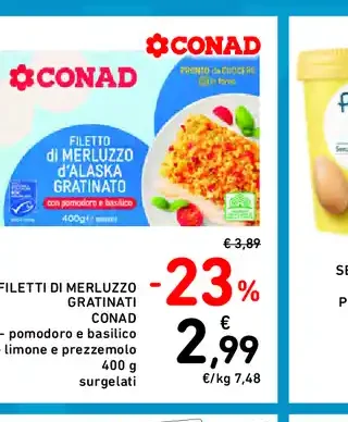Filetti di merluzzo gratinati Conad