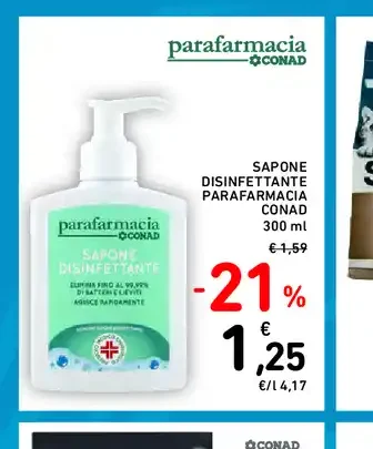 Sapone disinfettante parafarmacia Conad