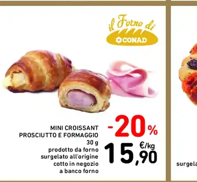Mini croissant prosciutto e formaggio