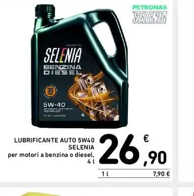 Lubrificante auto 5W40 Selenia