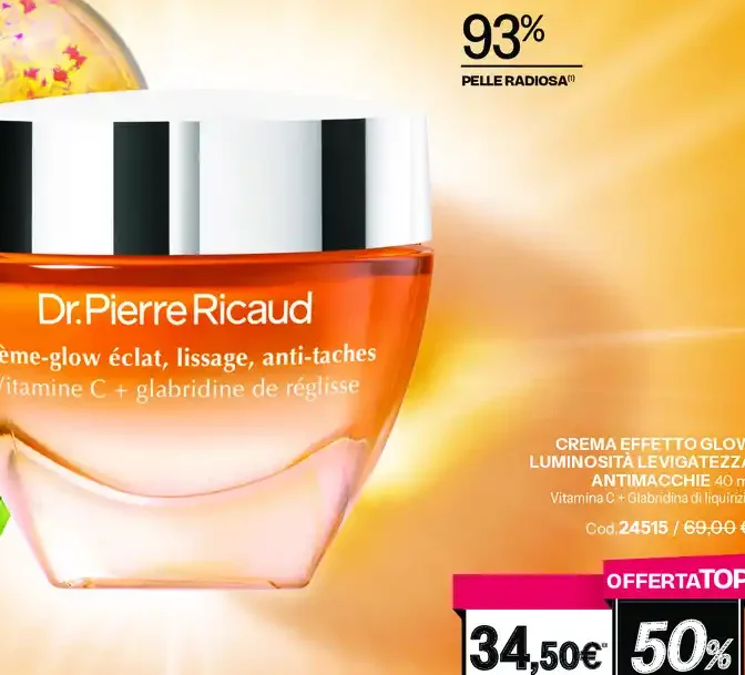 Crema effetto Glow luminosità levigatezza antimacchie