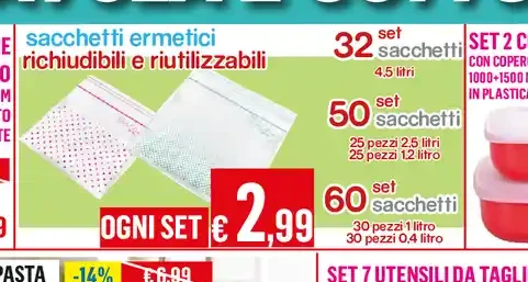 Sacchetti ermetici riutilizzabili