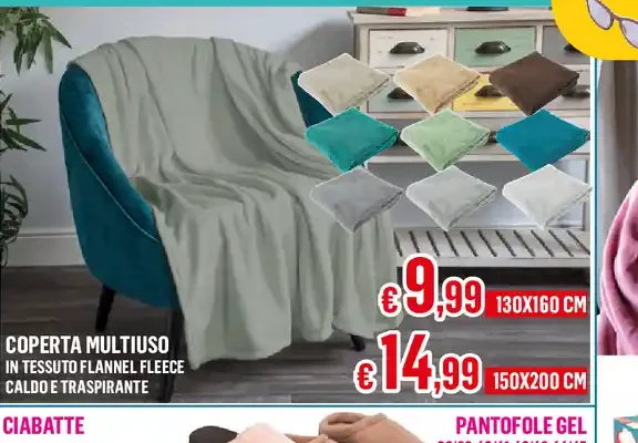 Coperta multiuso in tessuto flannel fleece