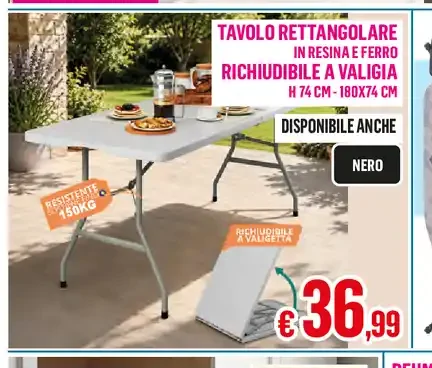 Tavolo rettangolare richiudibile