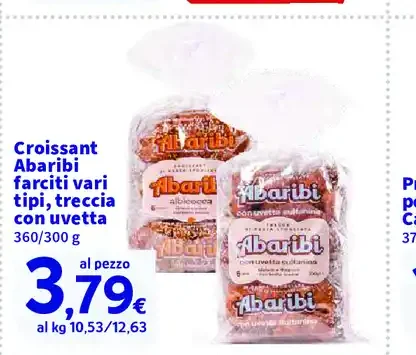 Croissant Abaribi farciti vari tipi, treccia con uvetta