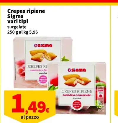 Crepes ripiene Sigma vari tipi surgelate
