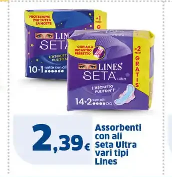 Assorbenti con ali Seta Ultra vari tipi Lines