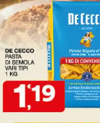 Pasta di semola vari tipi