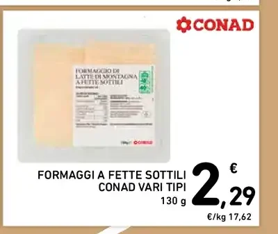 Formaggi a fette sottili Conad Valti