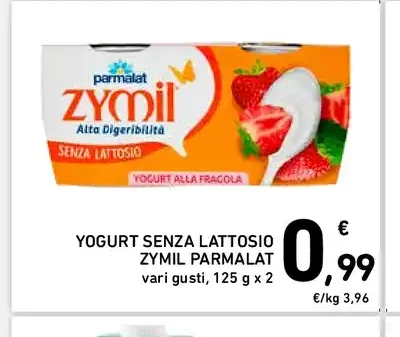 Yogurt senza lattosio Zymil Parmalat