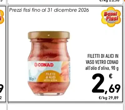 Filetti di alici in vaso Conad