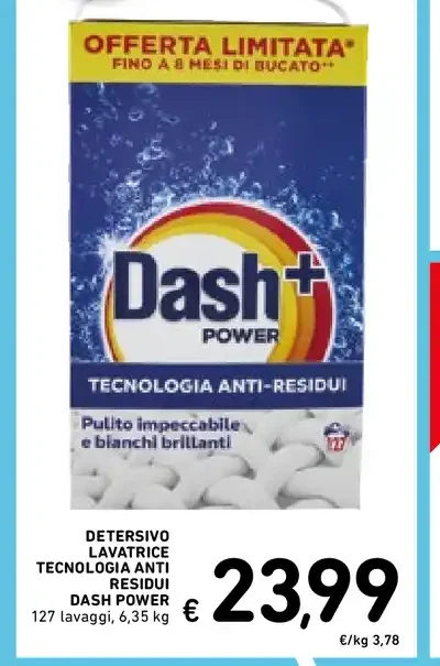 Detersivo lavatrice Dash Power Tecnologia Anti-Residui