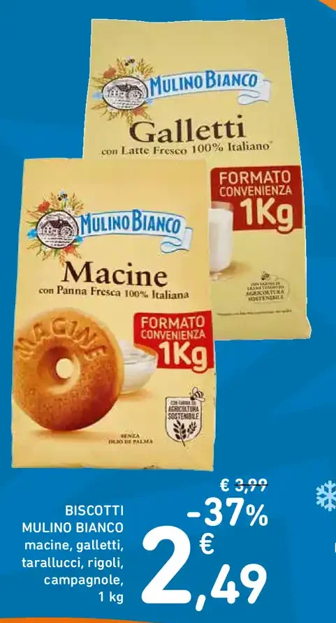 Biscotti Mulino Bianco macine, galletti, tarallucci, rigoli, campagnole