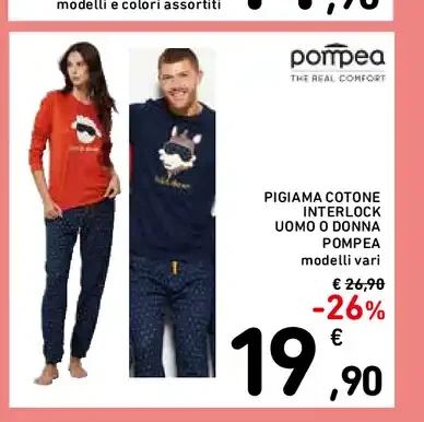 Pigiama cotone interlock uomo o donna Pompea