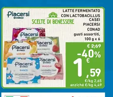 Latte fermentato con lactobacillus casei Piacersi Conad